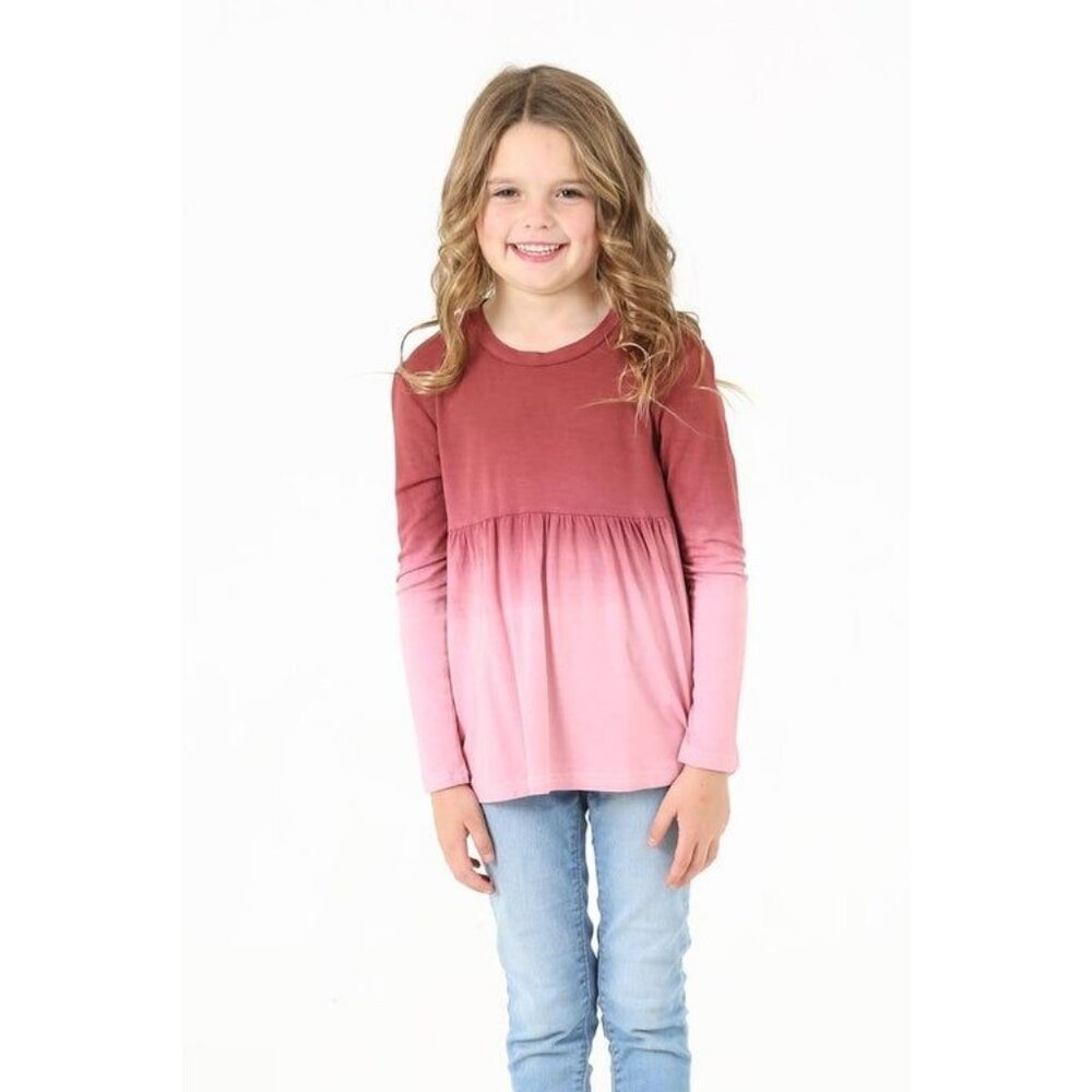 Girls Long-Sleeve Ombre Top - Size XL - Fun & Stylish Gradient Design